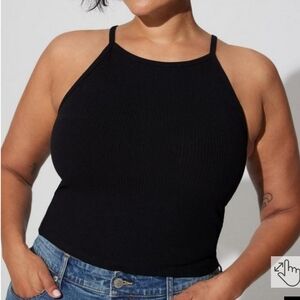 🆕️ 4X BLACK HIGH NECK CROPPED TANK - RIBBED
